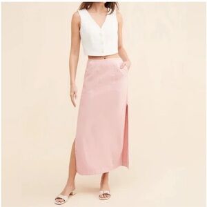 Anthropologie Linen Tilda Pink Maxi Skirt S